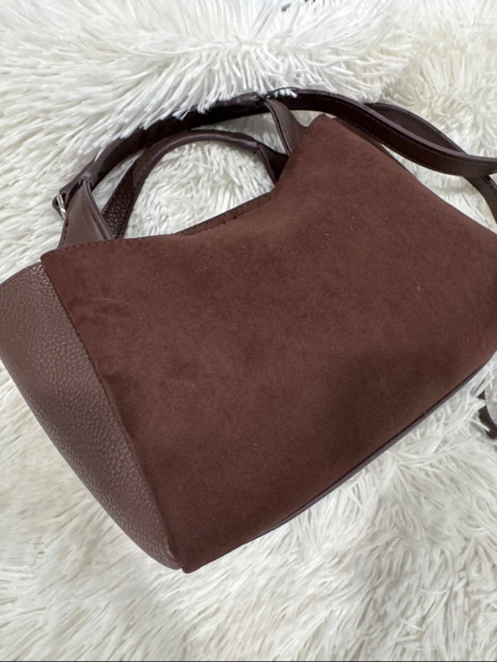 DKNY Brown Suede & Pebbled Leather Tote